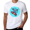 Unisexs Cotton TShirt Cute Blue Axolotl Skateboard Graphic Print Casual Short Sleeve Tee for Daily Wear