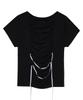PEACE MAKER Ribbon Shirring Tee (Black)