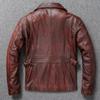 Chinese Size Vintage Red Brown Men Leather Jacket M65 Hunting Flight Jacket Genuine Cowhide Coat Autumn