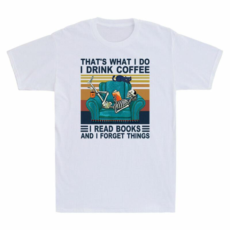 Skeleton That s What I Do I Drink Coffee I Read Books Vintage Men s T-Shirt S