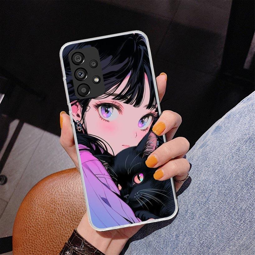 Cute Anime Ins Girls Animal Cat Phone Case For Samsung Galaxy A17 A16 A15 A14 A13 A57 A56 A55 A54 A53 A37 A36 A35 A34 A33 A26 A2