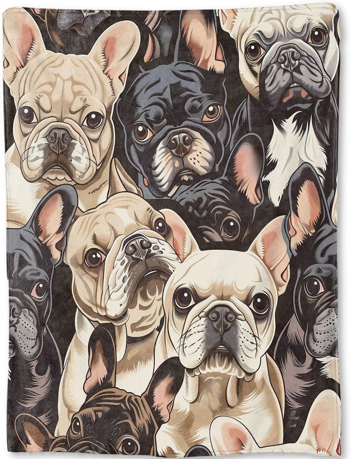 

1PC Lovely French bulldog Throw Thin Blanket Gifts for friends Family Couch Bed Car Home Camping For Dogs Lovers all season use 130x150cm