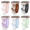 Silicone Band for Apple Watch Series 10 46mm 42mm Ultra2 49mm Two-Tone Engraved Floral Strap for iWatch 9 8 7 6 Se 41mm 45 40 44