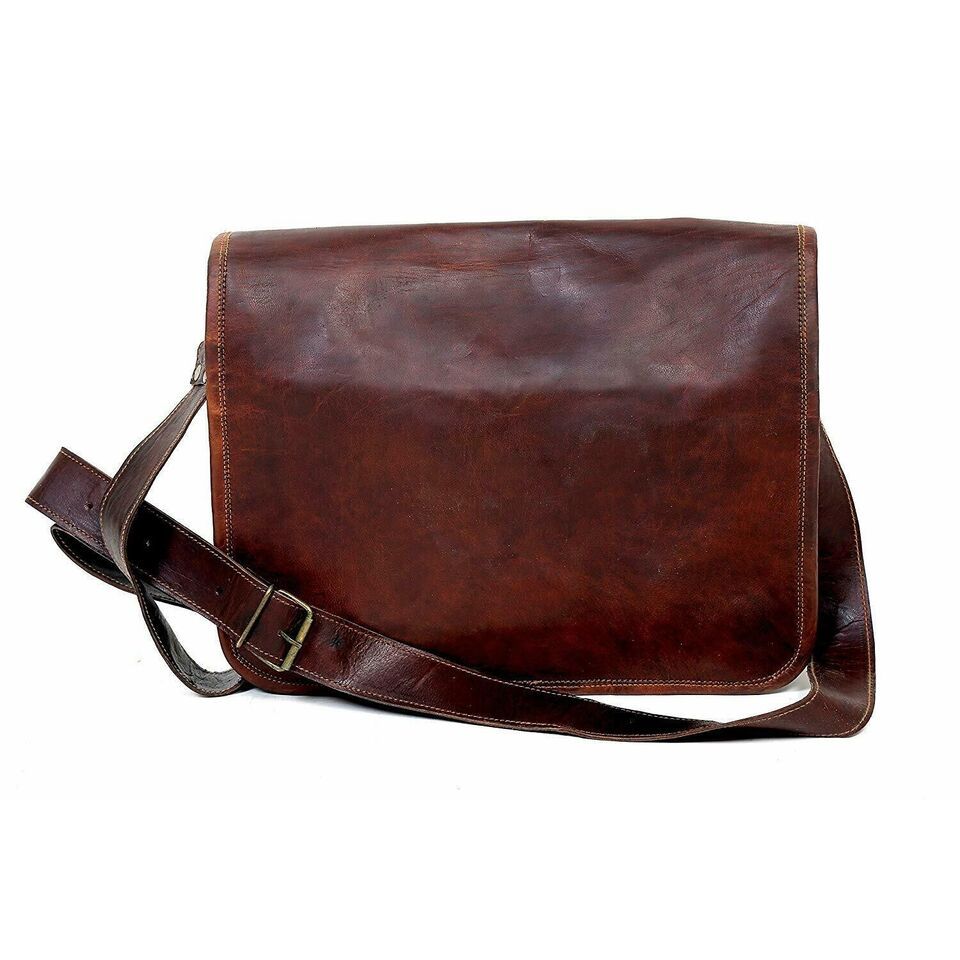 Klassische Herren-Büro-Laptop-Umhängetasche, Messenger-Aktentasche aus echtem Ziegenleder