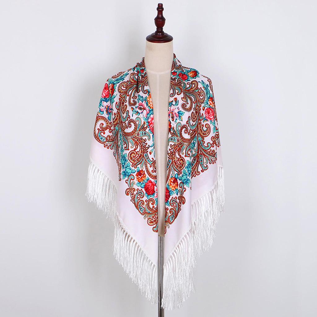 Bufanda cuadrada con borlas y estampado popular musulmán para mujer, chal envolvente, bufanda de viaje