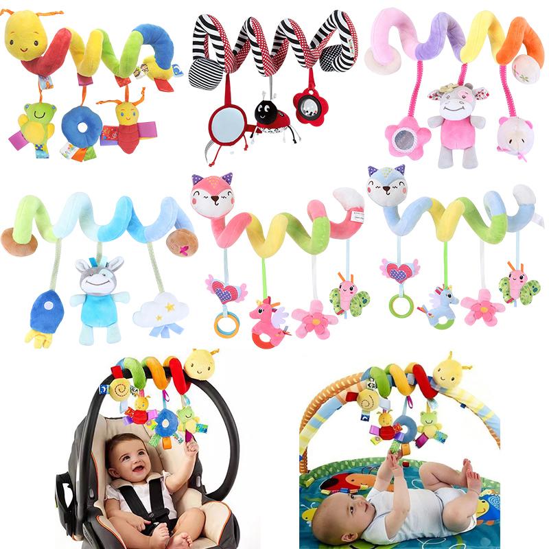 Plush Spiral Baby Toy for Stroller Crib Hanging Sensory Rattle Teether Interactive Newborn Comfort Early Learning Montessori