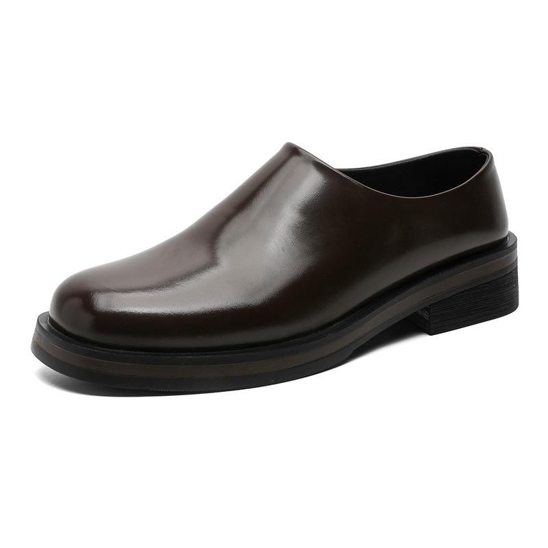 

Business Elite Derby Shoes Leather Shoes Platform Men s Trendy British Dress Commuter Shoes 94643-J 46 світло-коричневого кольору