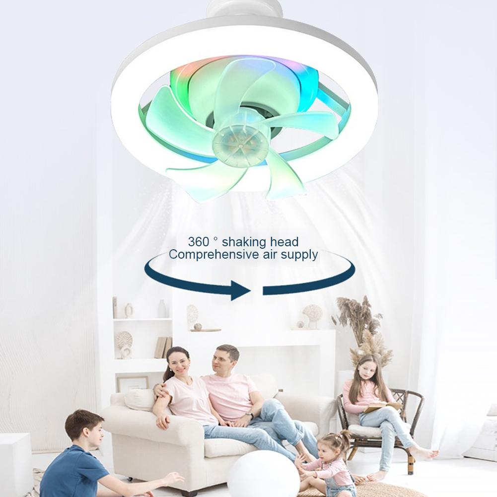 Rotatable 2 in1 Ceiling Fan Lighting Lamp E27 Converter Base LED Fan Light Lighting Base Bedroom Living Room with Remote Control