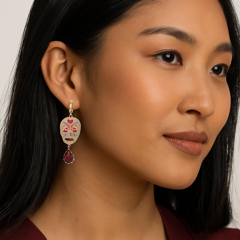 Literatur Schlüsselbein Kette Schmuckset Vintage Ohrring Punk Metall Totenkopf Anhänger Halskette Mädchen