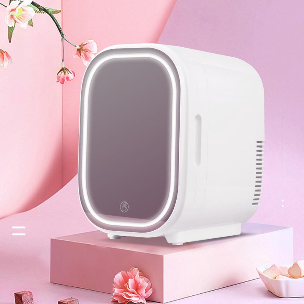 

Новый 8-литровый настольный холодильник для косметики для красоты лица, холодильник с зеркалом для средств по уходу за кожей, портативный автомобильный холодильник-морозильник, охладитель, бокс для подогрева для домашнего использования белый