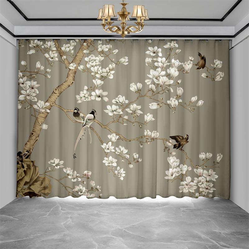 Chinese Troditional Culture Bird Flower Window Curtains In Kids Bedroom Living Room Hall Treatments Kitchen Decor Drapes Blinds