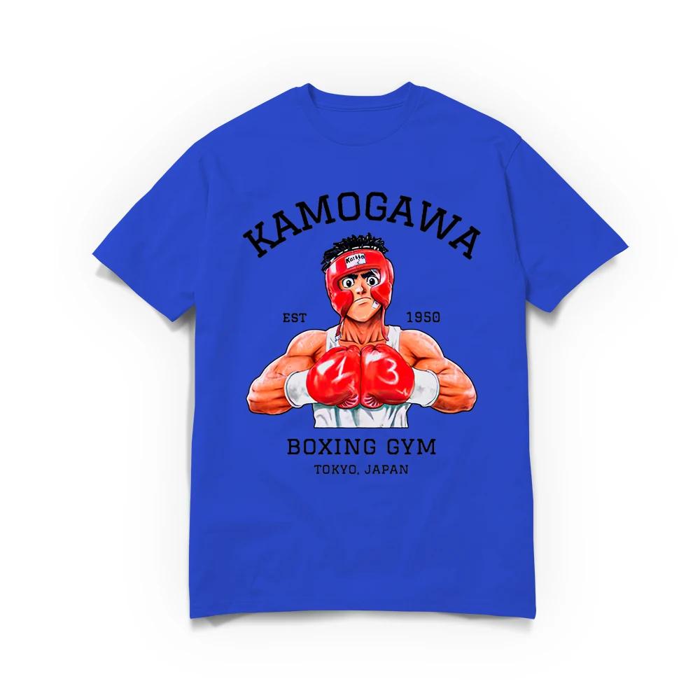 Men T-Shirt Anime Hajime No Ippo Kamogawa Boxing Gym Cotton Oversized Summer Loose Tops Tees Fashion Round Neck Short Sleeve