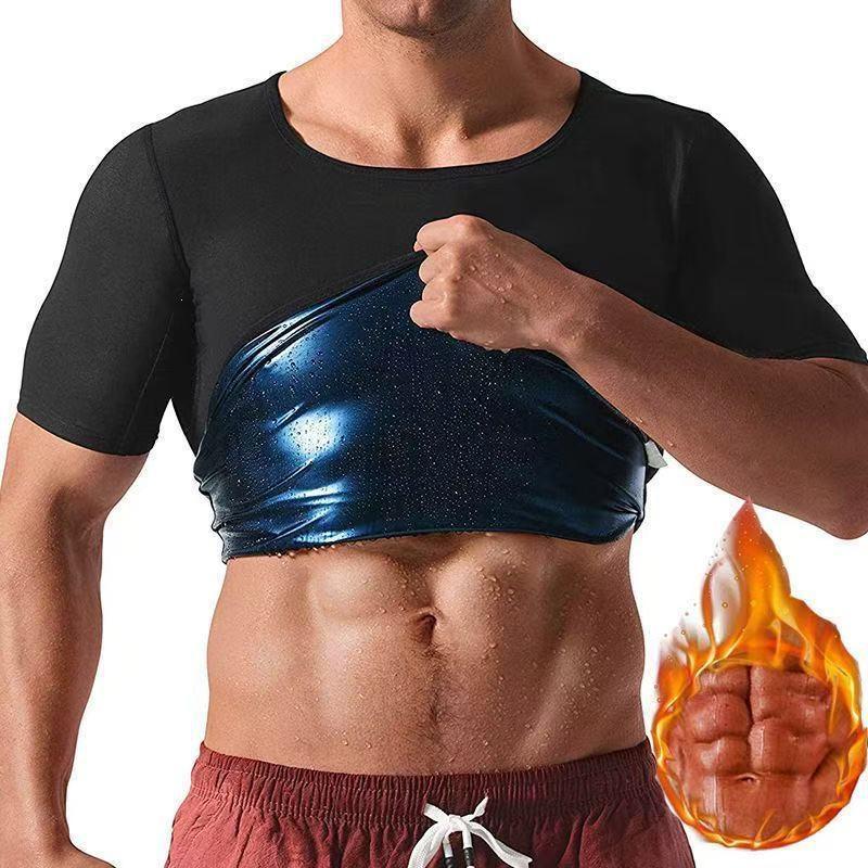 Men's Short Sleeve Sweat-Inducing Body Shaper: Plus Size Waist Trainer and Fitness Abdomen Control Suit