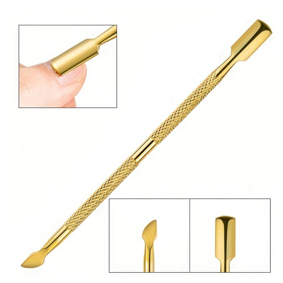 1 bucă 2 căi auriu cuticule piele moartă împingător manichiură cuticule lingură nail art dead skin remover