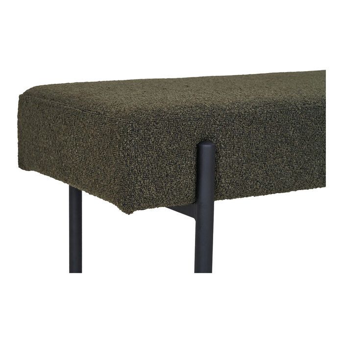 Bench 100x36x42.5 Cm In Dark Green Bouclé Fabric and Black Legs