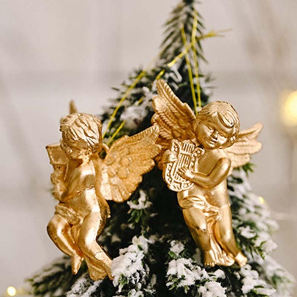 6pcs Electroplated Christmas Tree Hanging Ornaments Gold/Silver Christmas Angels Figurine New Year