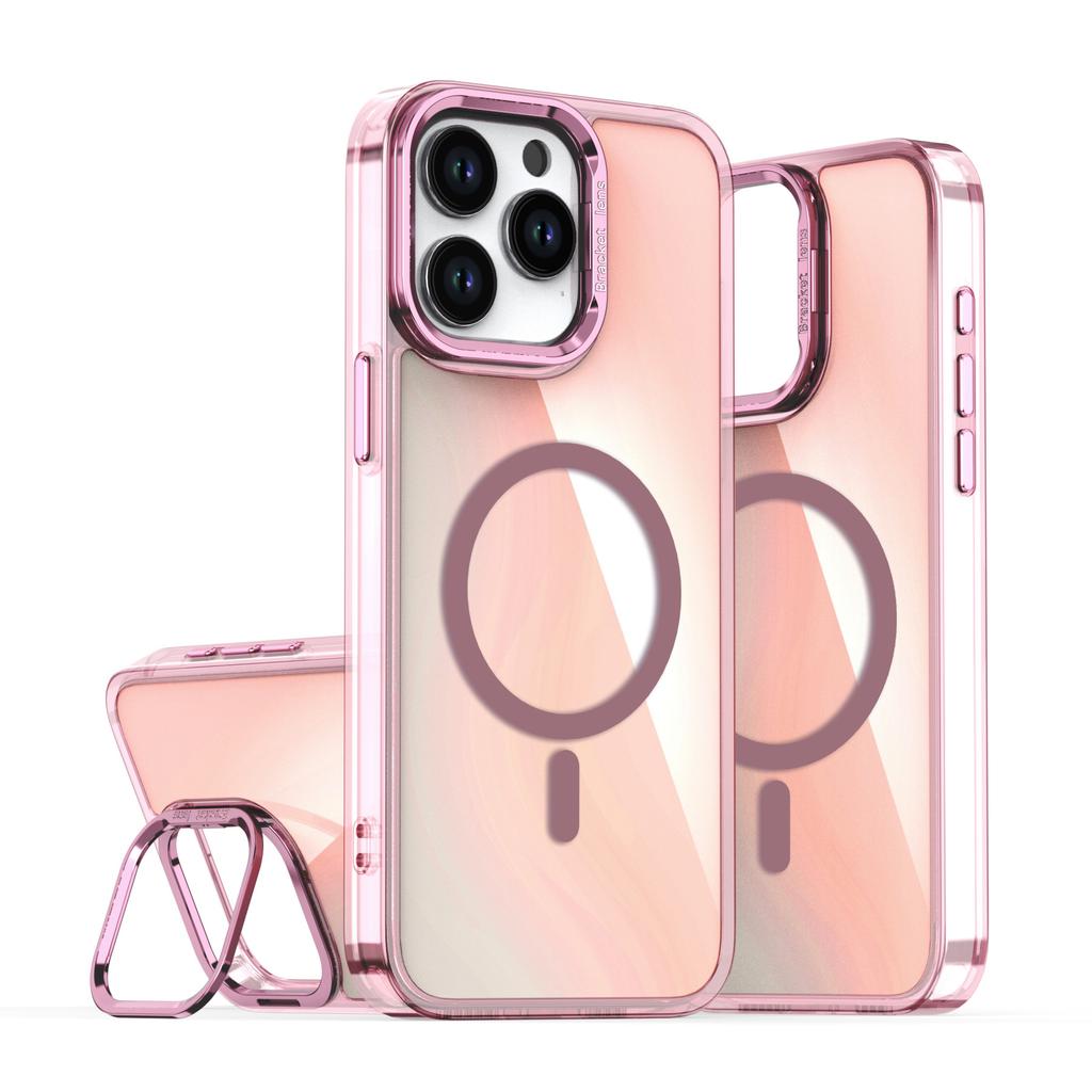 Camera Stand Solid Color for MagSafe Case For iPhone 16 Pro Max 15 14 Pro 13 12 Lens Bracket Protection Shockproof Magnetic Slim Hard PC Phone Cover