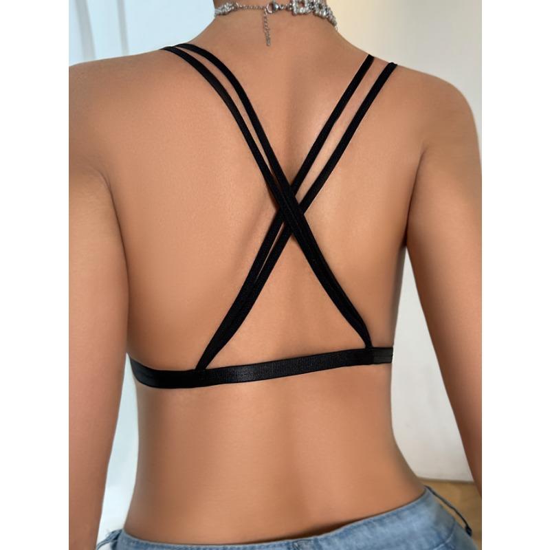 Women S Sexy Backless Push Up Bra Cross Thin Strap Underwear