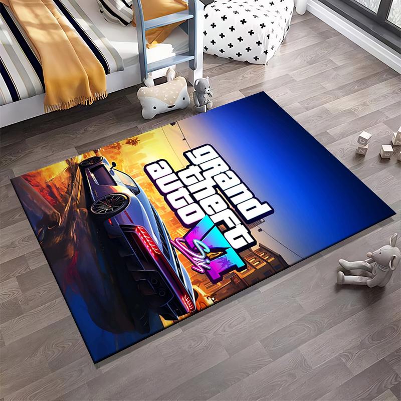 Grand Theft Auto VI Car Design Rug - Non-slip Rug Suitable for Living Room and Bedroom Sofas.