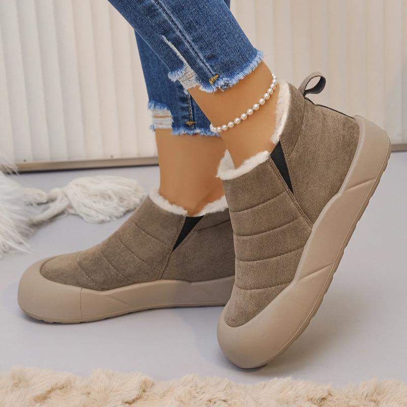 Women Ankle Boots Plush Rubber Thick Sole Winter Boots Outdoor Non-Slip Comfort Warm Walking Cotton Shoes Fashion Snow Boots