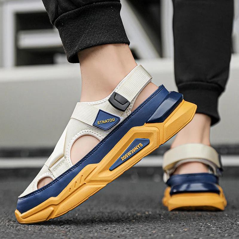 BKQU Fashion Designer Men's Sandals Breathable Casual Shoes for Men Outdoor Non Slip Beach Sandals  New Male Platform