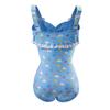 LittleForBig Adult Romper Tank Top [Teddy Friends] Camisole with Bow, Cotton Pajamas, Blue, Size S