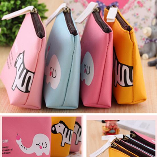 Women's Cute Animal Canvas Zipper Wallet Coin Pocket Key Holder Case Bag Purse