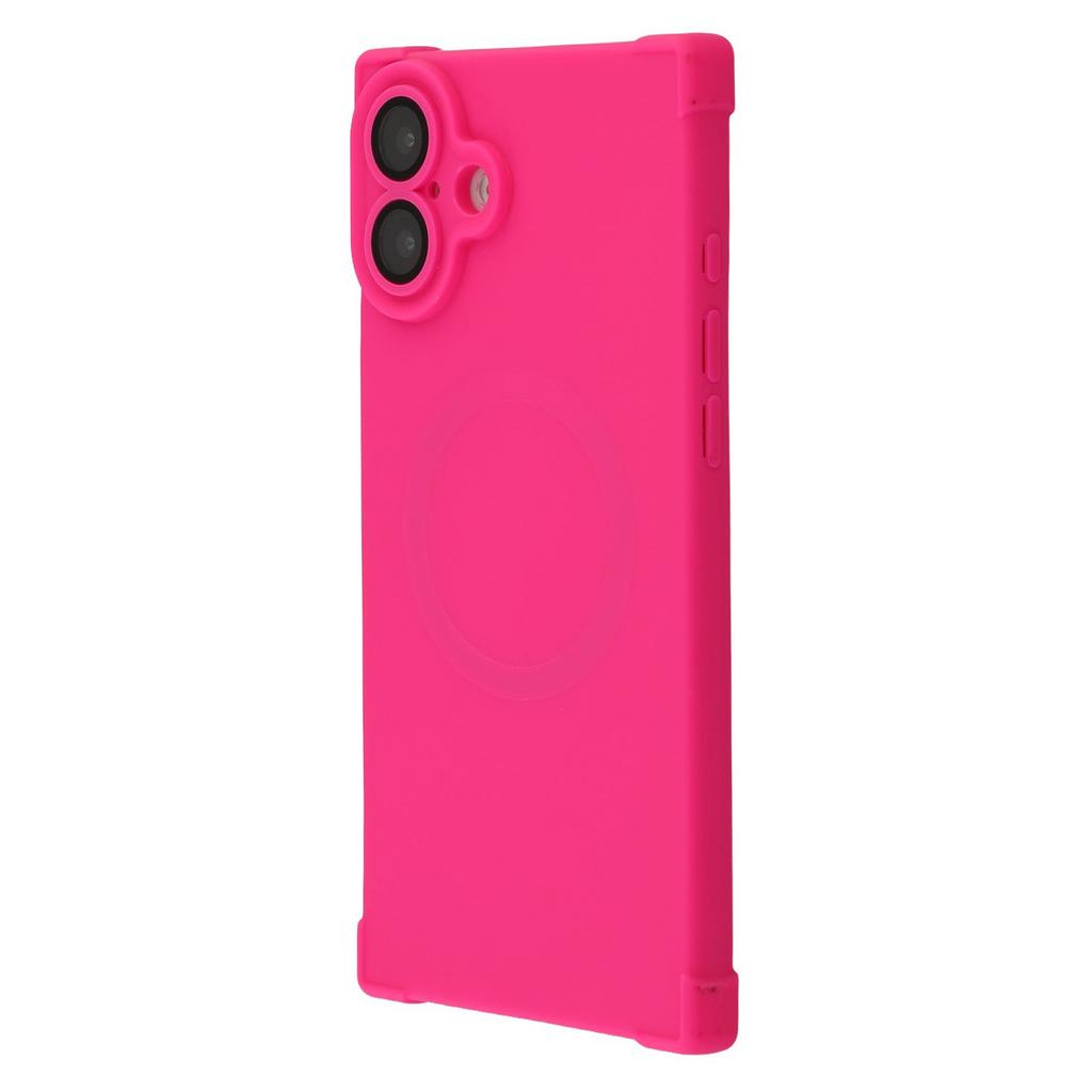 For iPhone 16 Case Compatible with MagSafe Straight Edge TPU Phone Cover with Camera Lens Protector