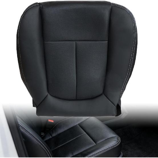 Priprilod Gray Perforated Leather Driver Side Bottom Replacement Seat Cover Compatible with Ford F150 Lariat 2009 2010 2011 2012 2013 2014