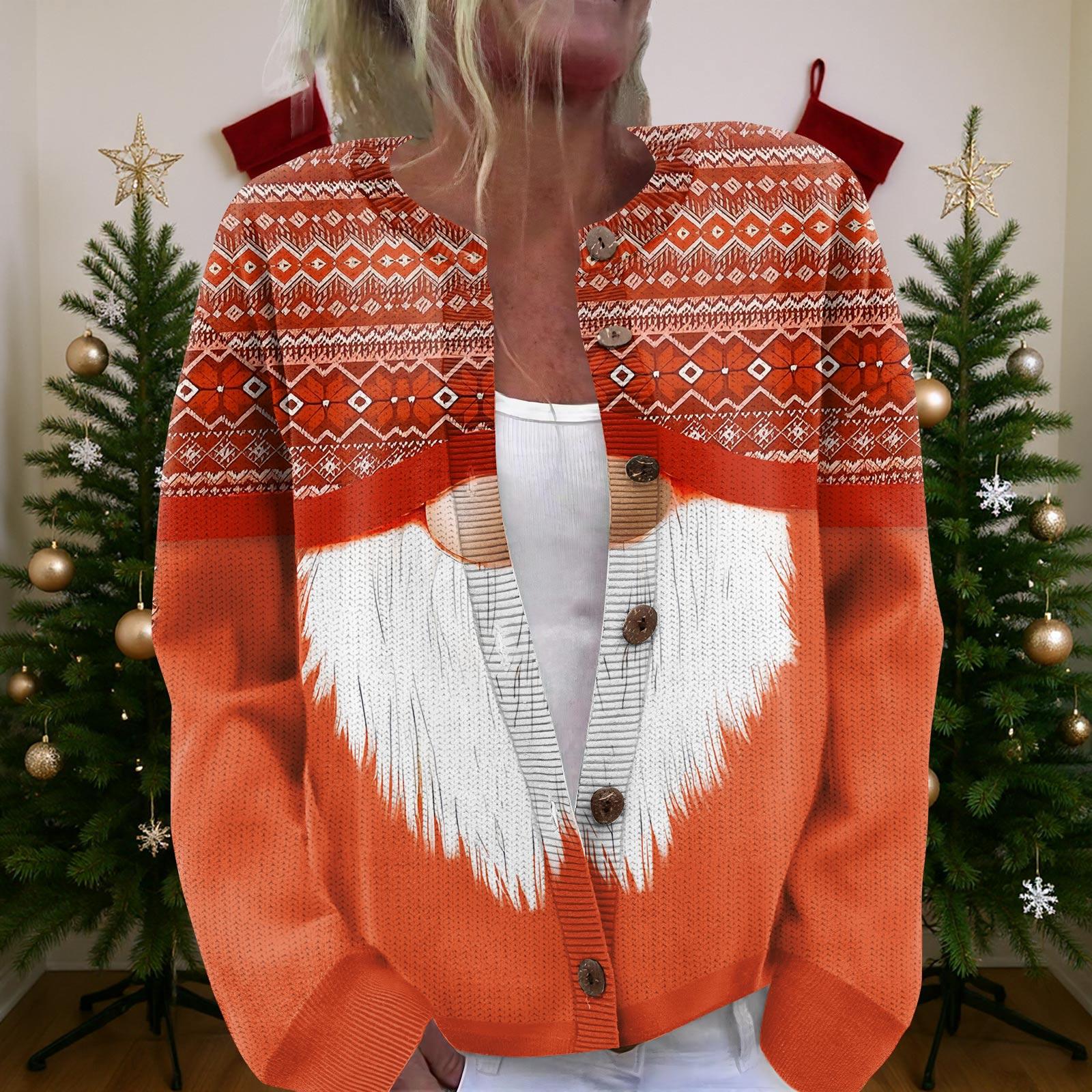 

Женский рождественский свитер Милый забавный рождественский свитер Осень и зима Свитер с длинным рукавом вязаный XL шафрановый