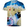 Modisches und lustiges Poker-Muster Herren-T-Shirt mit Aufdruck 3D-gedrucktes Herren-Street-Casual-Lockeres O-Ausschnitt Kurzarm-Oberteil