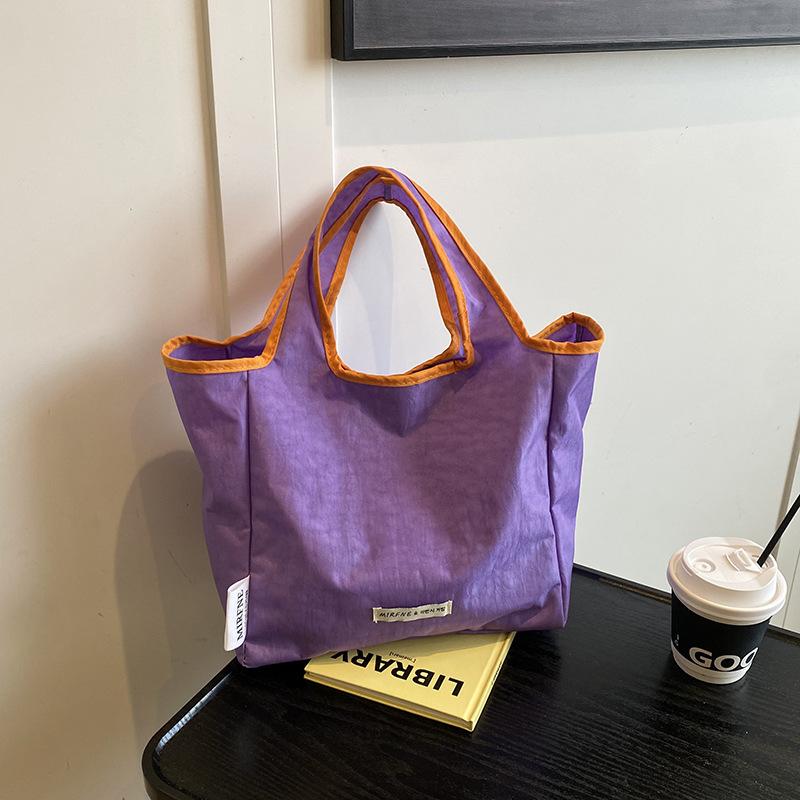 Dopamine canvas bag high-end sense color matching handbag women s large-capacity tote bag portable and portable bag 421526 фиолетовый 1896₽