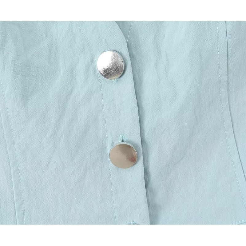 Kaslead New Women Clothes Western Style Fashion Simple Denim-like Fabric Short Vest Long Skirt Set