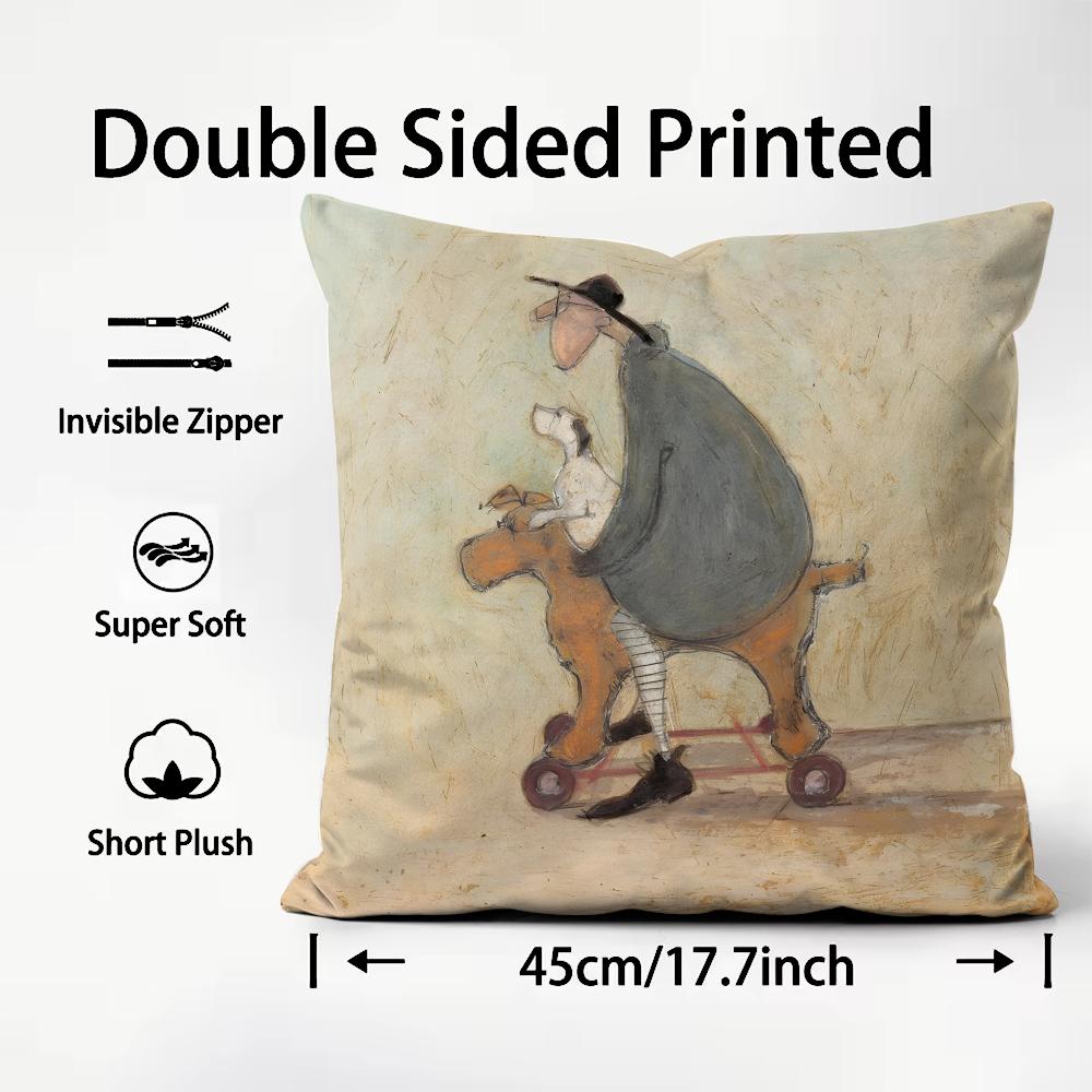 Sam Toft Art Cushion Cover Plush Fabric Soft Double-Sided Printed Sofa Warm Winter Home Child Gift Pillow Case