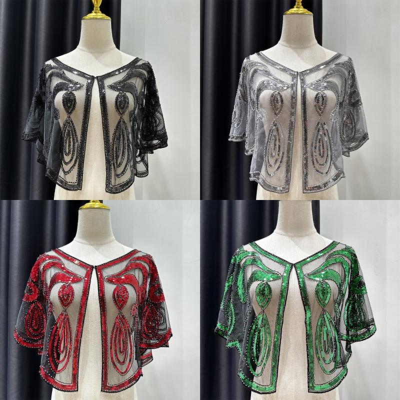 Sequins Coat Poncho Women Scarf Outfits Black Cape Ladies Scarves Party Outerwear Shawls Casaco Wraps Woman Clothes Robe Mujer