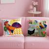 Classic Art Theme Rooster Doodle Art Cushion Cover Soft  EasyWash Pillow Case  Versatile for Couch Bed Travel and Office
