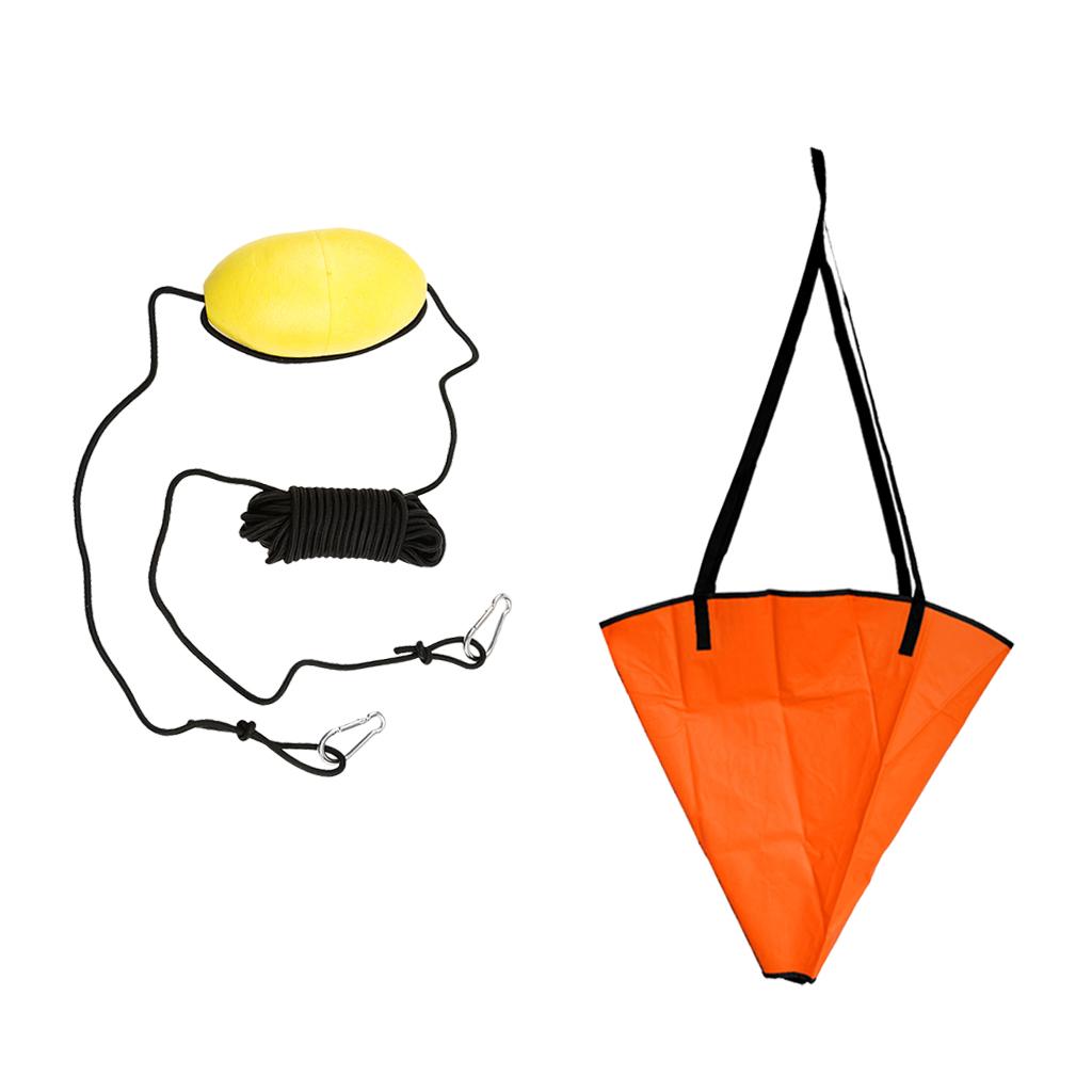 18 24 inch  Sock Sea Anchor Boat Parachute Brake with 30ft Kayak  Anchor Tow Line Throw Line Buoy Ball Fishing Boat