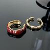 Französischer Schlichter Roter Drip-Glasur Bambusgelenk Offener Ring, Ein Kalter Weiblicher Täglicher Retro-Kombinationsring