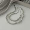 Sleek Design Minimalist Cool-Tone Irregular CCB Beaded Choker Necklace - High-End INS Trendy Curved Tube Necklace for Women