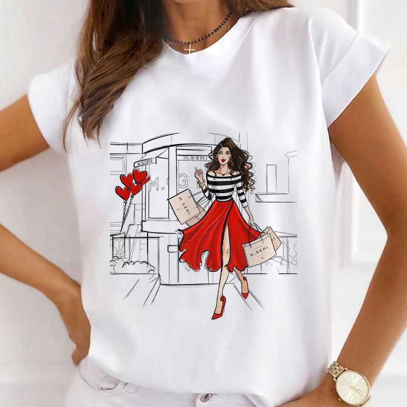 

New Printed Womens Summer Women Loose Short Sleeve Tshirt Top Base Graphic Tshirts Tops L