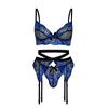 Sexy Women Embroidery Lace Bra Sexy Lingerie With Garter +Thong Set Underwear