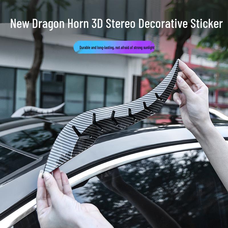 Dragon Horn Carbon Fiber Car Roof Ornament Spoiler Fin for Various Models