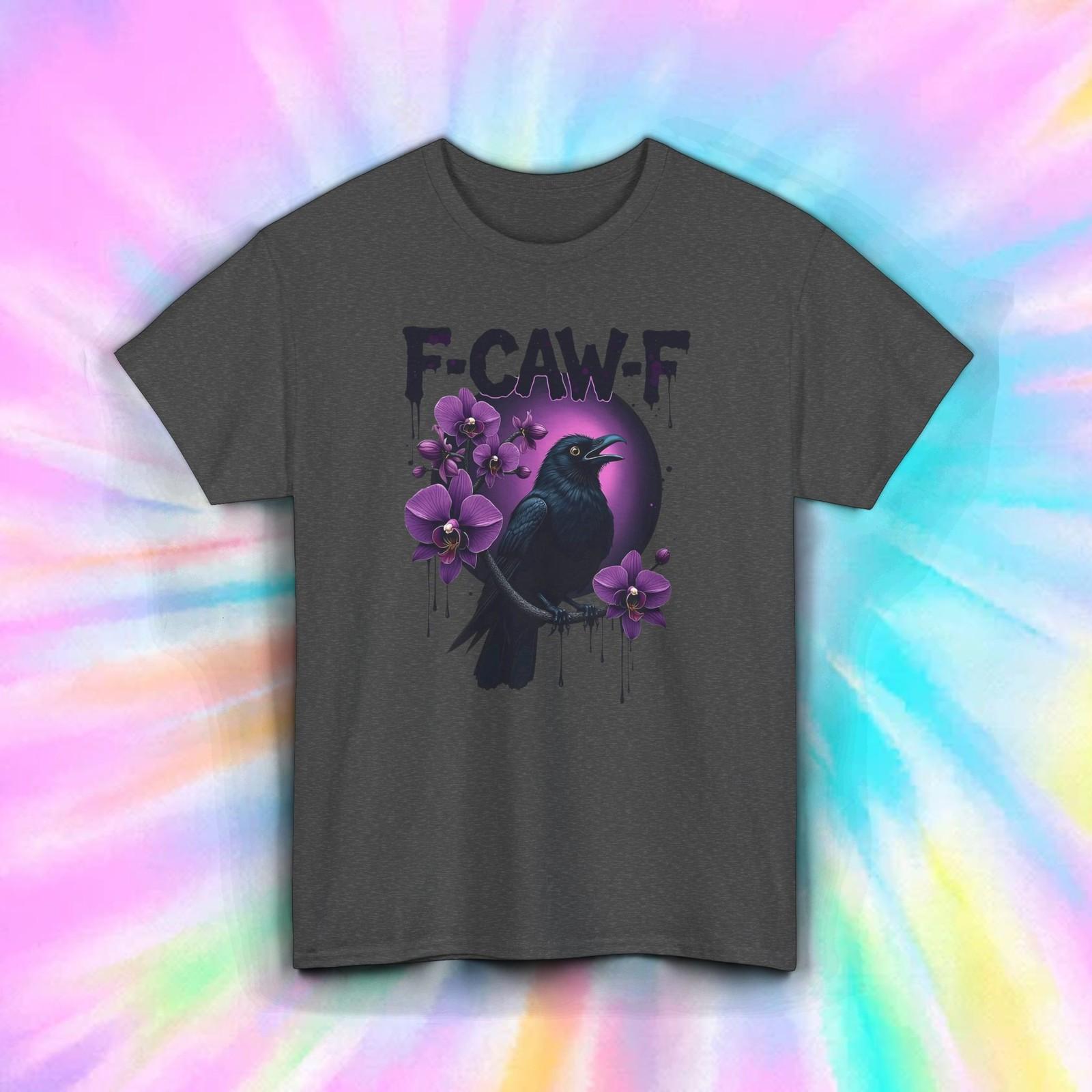 F-Caw-F Raven Shirt | Gothic Crow Skull Floral Halloween Humor Graphic Tee S-5XL L