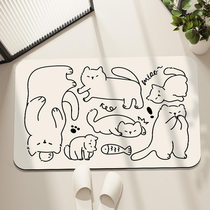 

Милый мультяшный приветственный коврик Супервпитывающий Нескользящий Мягкий Быстросохнущий Ковер Подходит для Гостиной Спальни Кухни 40x60cm