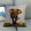 Cute Elephant - African Wildlife Digital Printing Short Plush Pillow Covers For Car Sofa Office Cushion Cover Home Goods