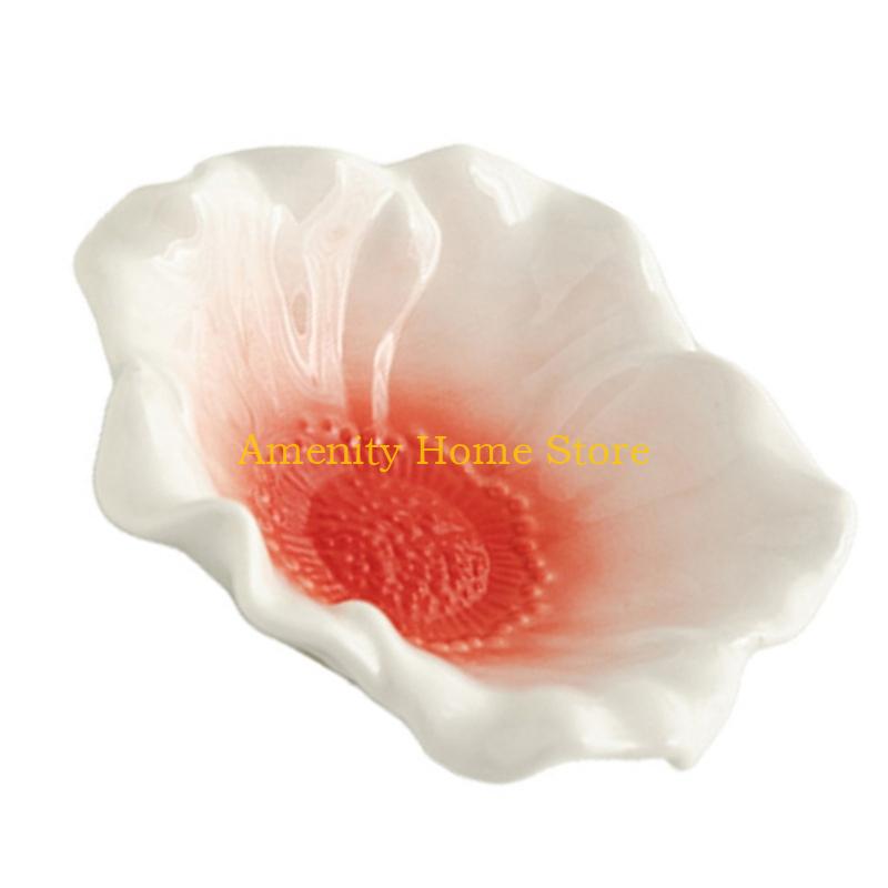 F26C Ceramic Flower Gradient Jewelry Tray for Contemporary Decoration