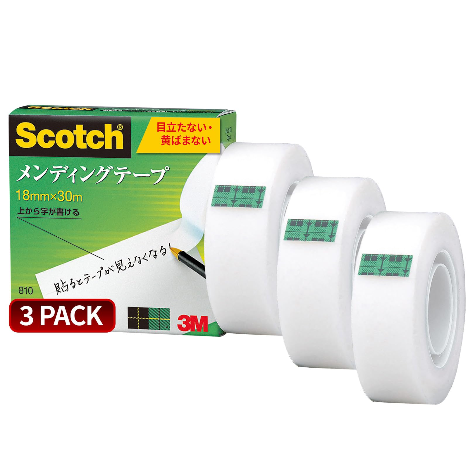 

3M Scotch Tape Mending Small 18мм x Лента, Рулон, 30м, 3 шт., 810-1-18-SIOC