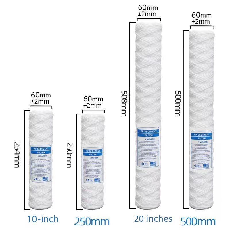 Filtr bawełniany nawijany na drut 5 mikronów, 10/20 cali do oczyszczacza wody