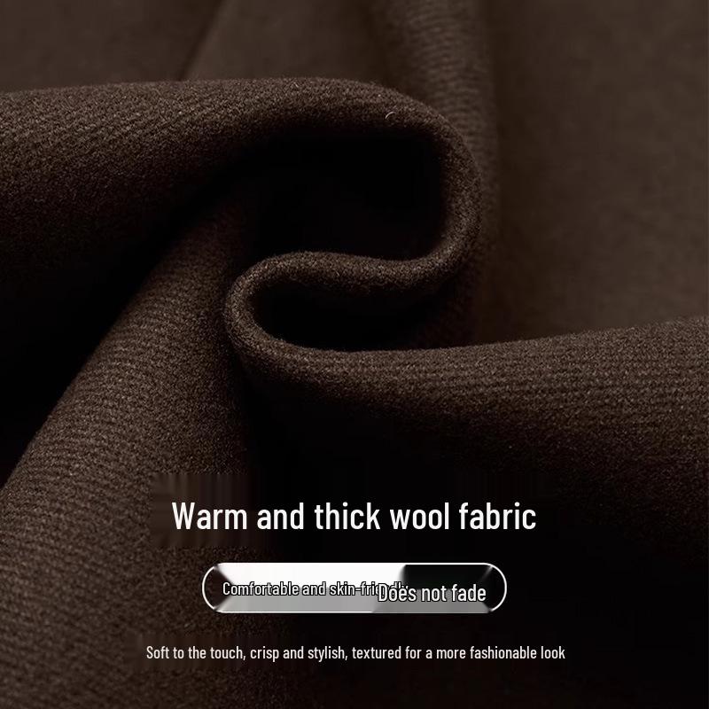 Women's Coffee Wool-Blend A-Line Skirt: High-Waisted, Slimming, Back Slit for Autumn/Winter 2025.