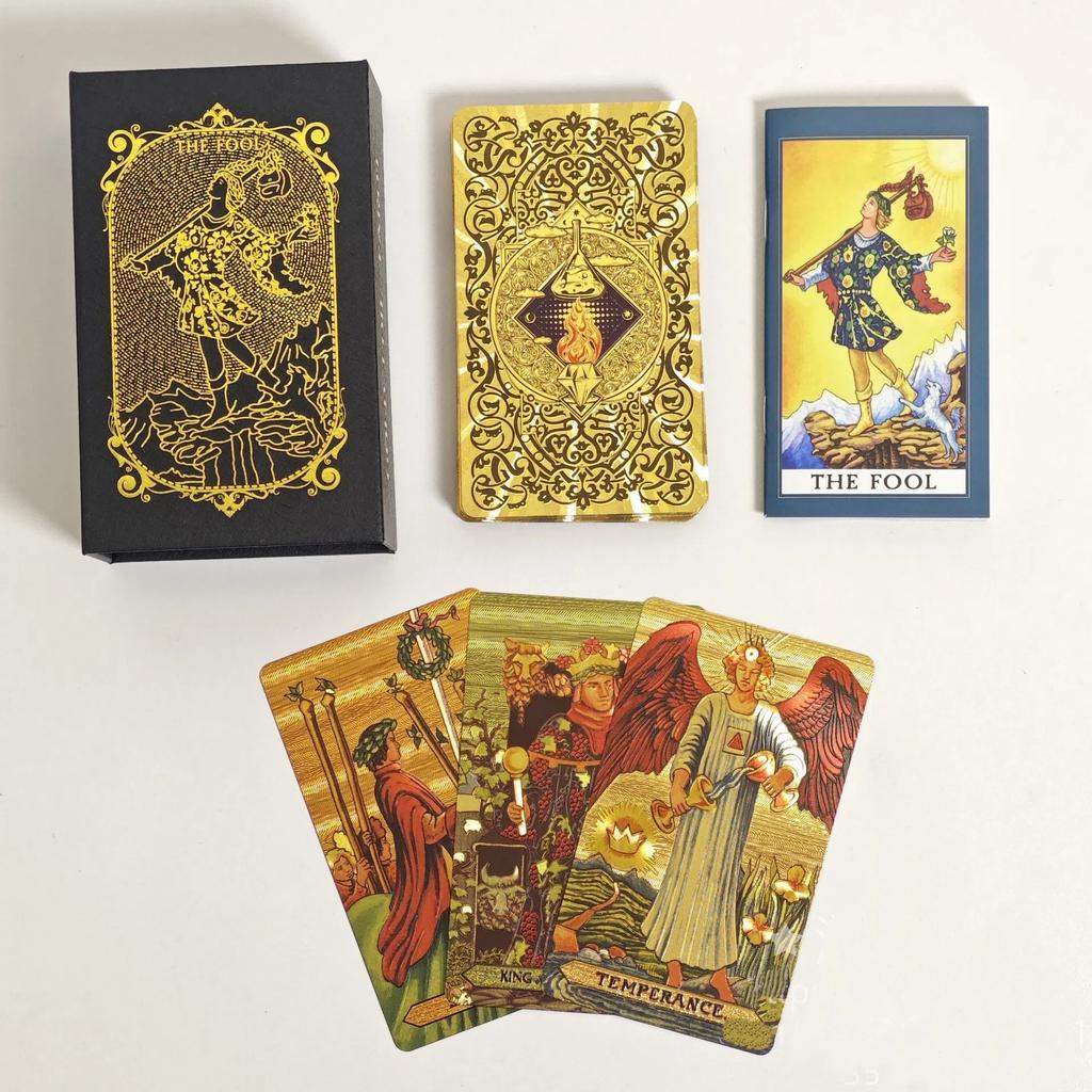Gold Foil Tarot Card Full Set Color Printing Plastic Waterproof Tabletop Game Cards Tarots For Divination And Spiritual Guidance